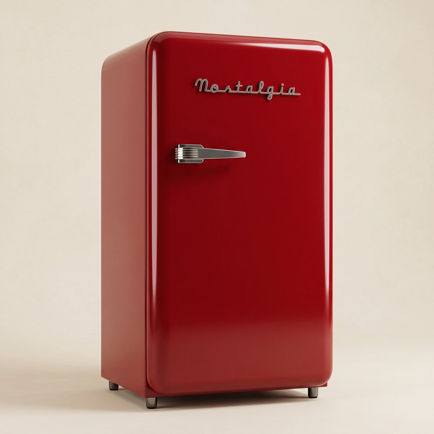 Retro Red Nostalgia one door retro fridge, closed [one-red-hero]